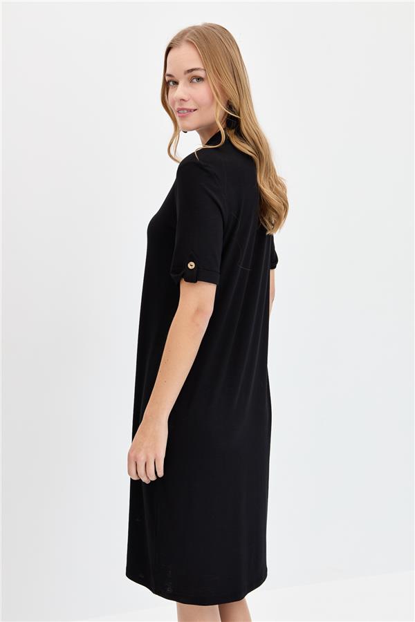 Женское платье из чесаного хлопка с рубашечным воротником