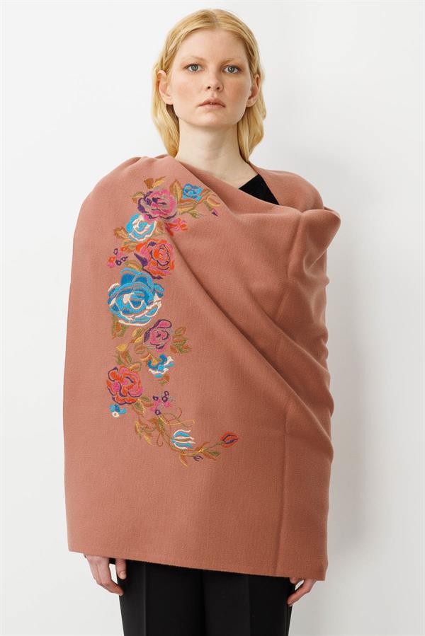 Kadın Gül Desenli Büyük Triko Şal G.Kurusu