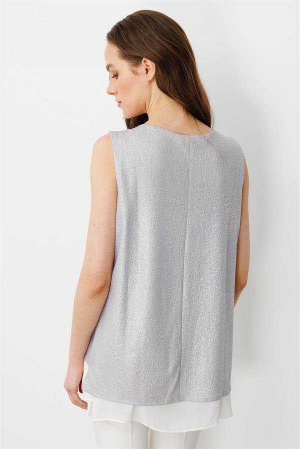 Womens Chiffon Combed Cotton T-Shirt Silver