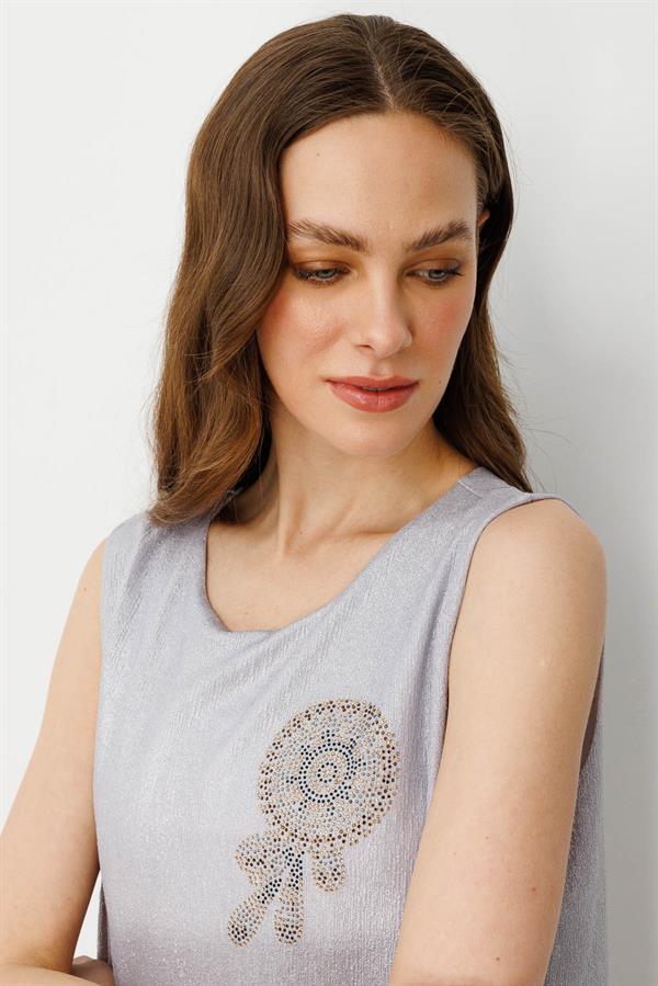 Womens Chiffon Combed Cotton T-Shirt Silver