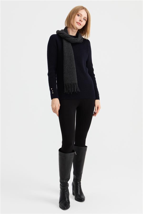 Женский шерстяной шарф с вышивкой Темно-КОПЧЕНЫЙ