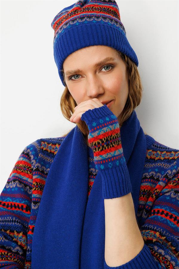 Kadın Jakarlı Yün Bere K.S.Mavi