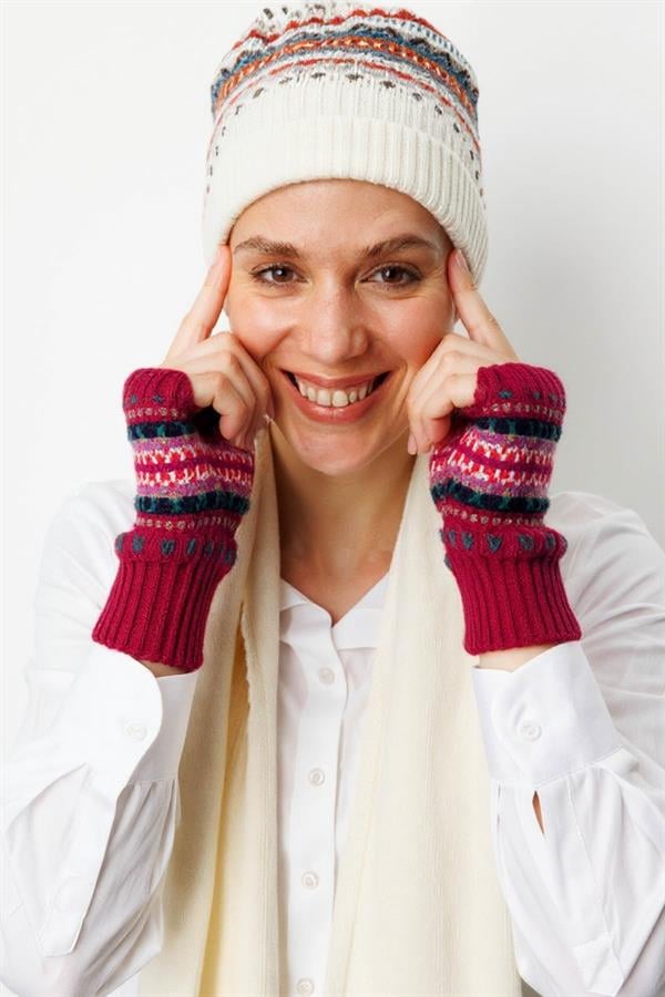 Kadın Jakarlı Yün Eldiven K.Kırmızı