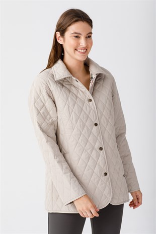 Женское Стеганое Пальто Бежевое