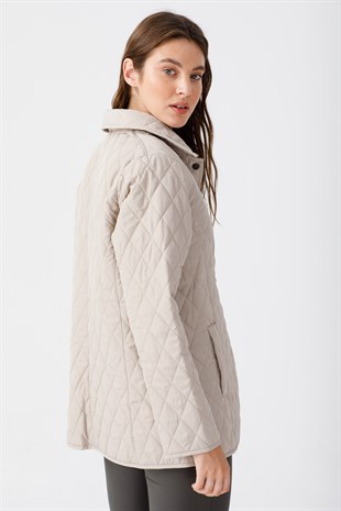 Женское Стеганое Пальто Бежевое