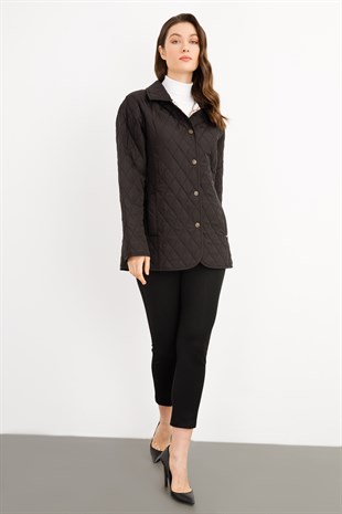 Женское стеганое пальто черное