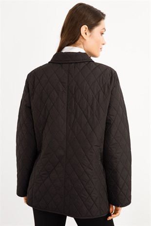 Женское стеганое пальто черное