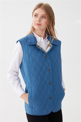 Женский стеганый жилет Пепельно-синий