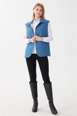 Женский стеганый жилет Пепельно-синий