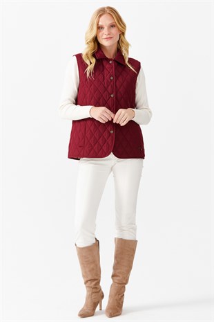 Женская стеганая жилетка, бордо