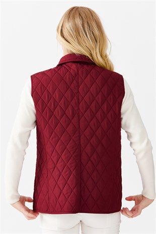 Женская стеганая жилетка, бордо
