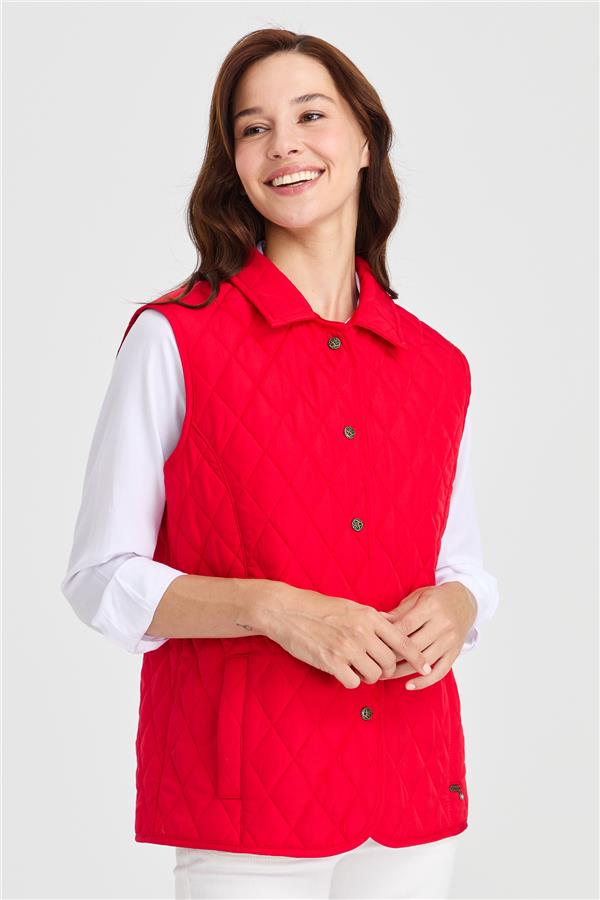 Женский стеганый жилет красный