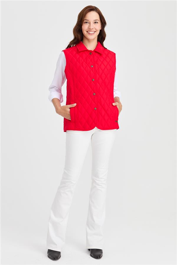 Женский стеганый жилет красный