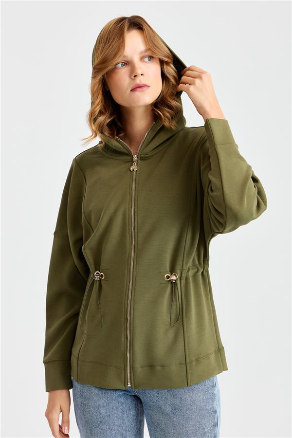 Женская рубашка с капюшоном и завязками на талии