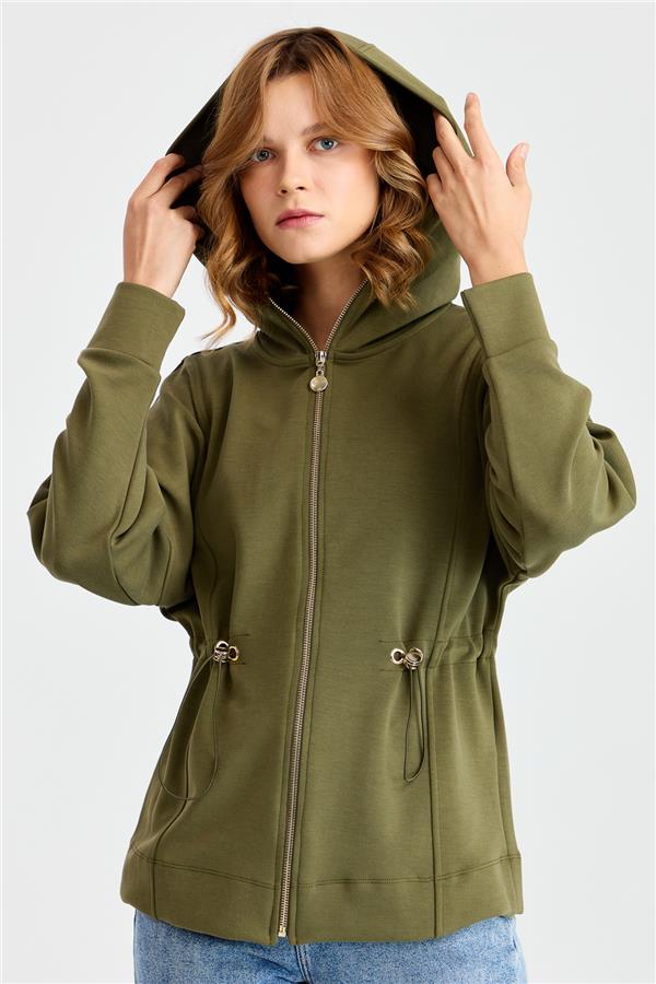 Женская рубашка с капюшоном и завязками на талии