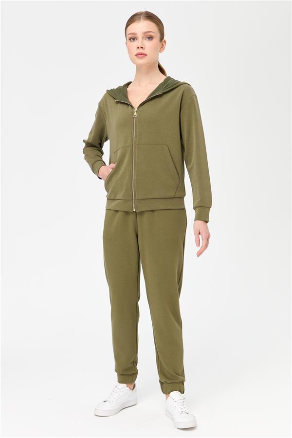 Женский сетчатый свитер с капюшоном и боковыми карманами