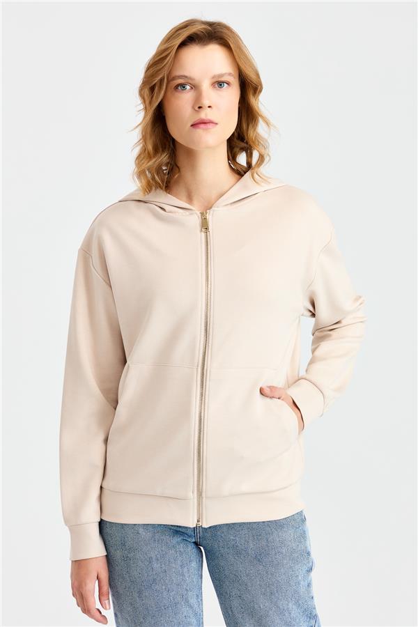 Женский сетчатый свитер с капюшоном и боковыми карманами