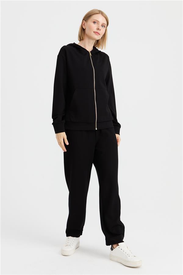 Женский сетчатый свитер с капюшоном и боковыми карманами