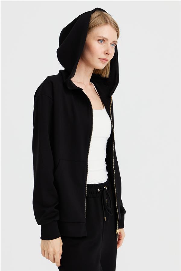 Женский сетчатый свитер с капюшоном и боковыми карманами