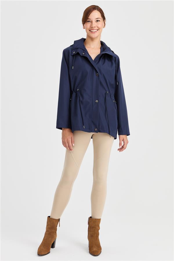 Женский короткий тренч с капюшоном