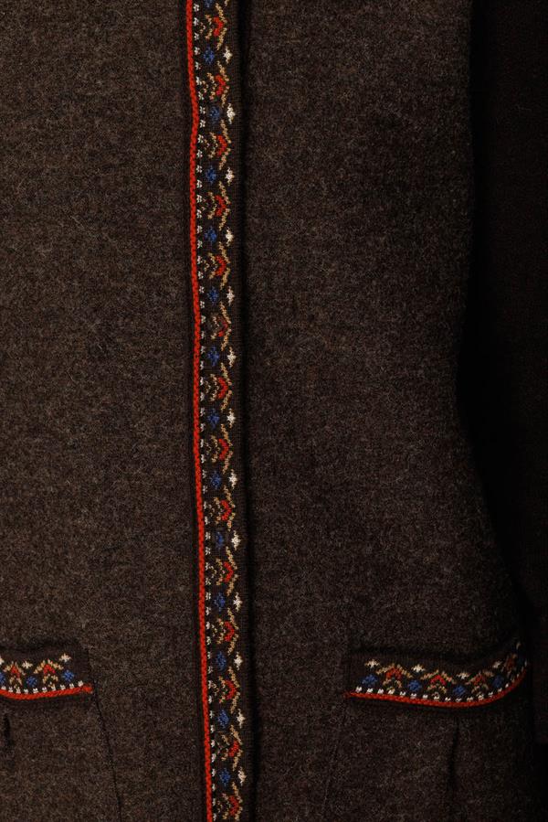 Kadın Kapüşonlu Önü Keçe Yün Kaban K.Kahve