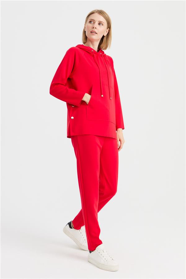 Женский свитшот с капюшоном и боковыми карманами на кнопках