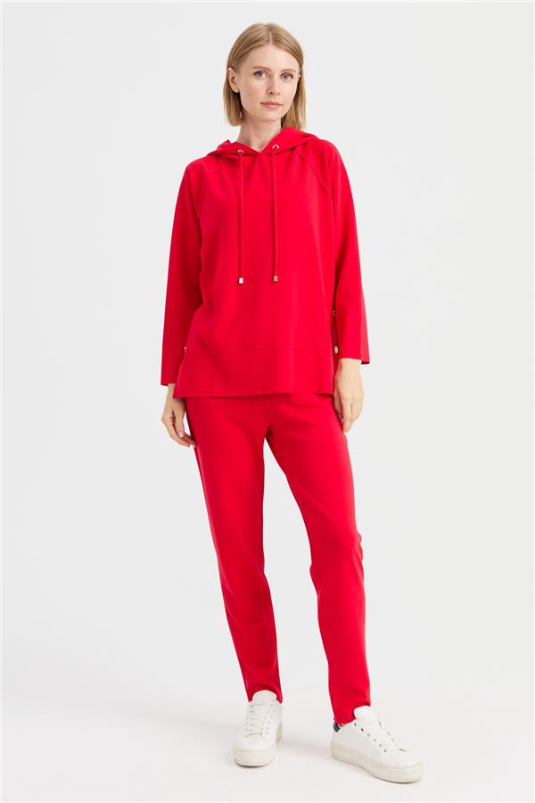 Женский свитшот с капюшоном и боковыми карманами на кнопках