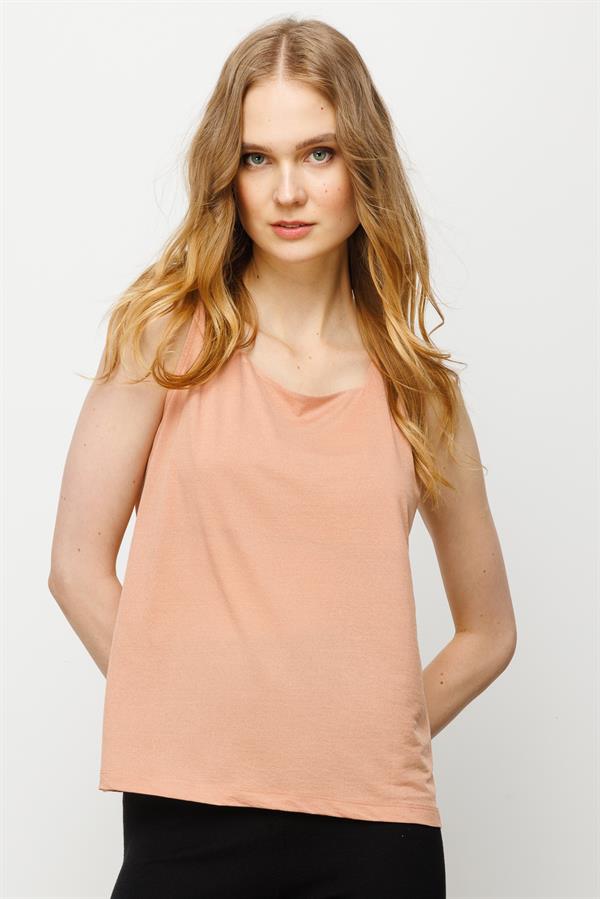 Womens Square Collar Strap T-shirt Powder