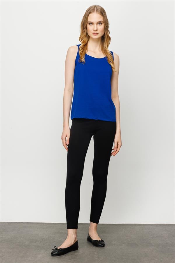 Womens Square Collar Strap T-shirt S.Blue