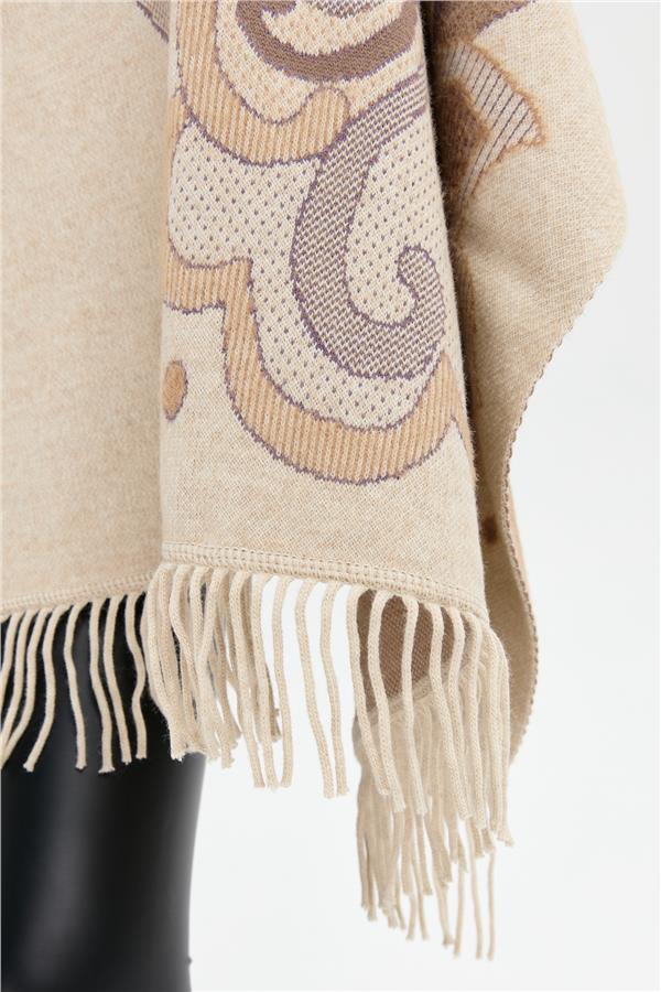 Kadın Karışık Büyük Çiçek Desenli Battal Boy Şal T.Melanj_Mor Sarı Sim