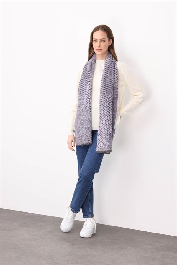 Kadın Karışık Desenli Kaşkol Leylak