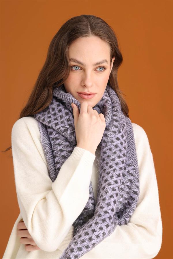 Kadın Karışık Desenli Kaşkol Leylak