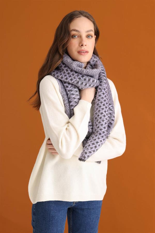 Kadın Karışık Desenli Kaşkol Leylak