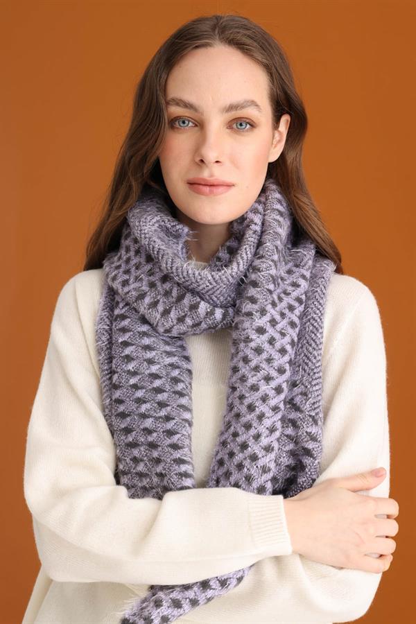 Kadın Karışık Desenli Kaşkol Leylak