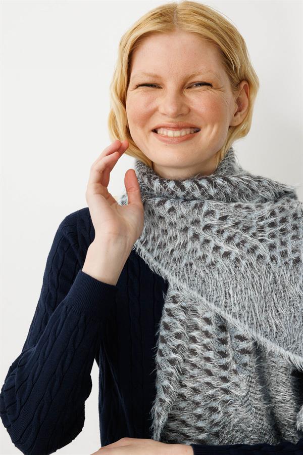 Kadın Karışık Desenli Kaşkol Mavi