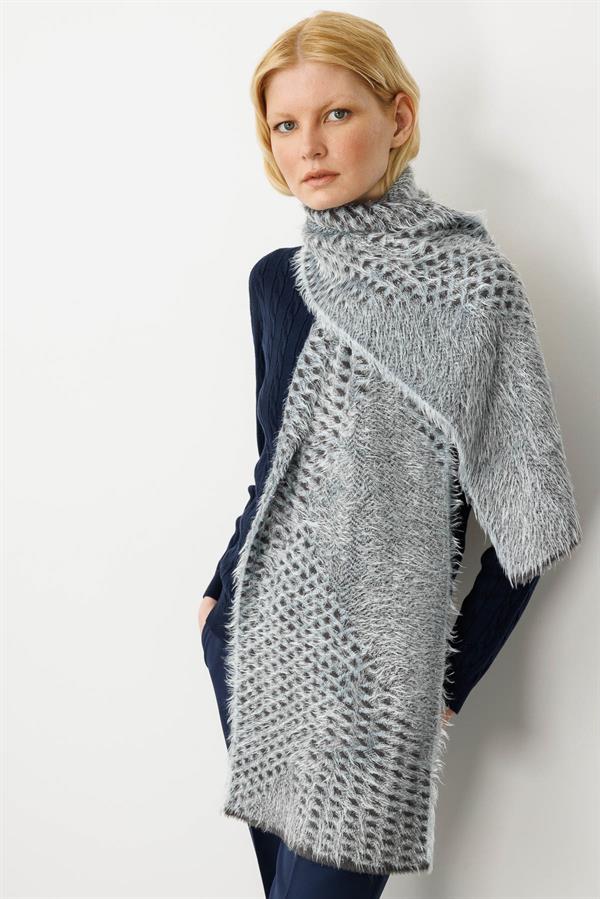 Kadın Karışık Desenli Kaşkol Mavi