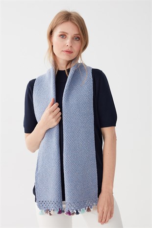 Женская шаль ПУРПУРНЫЙ СЕРЫЙ СИНИЙ