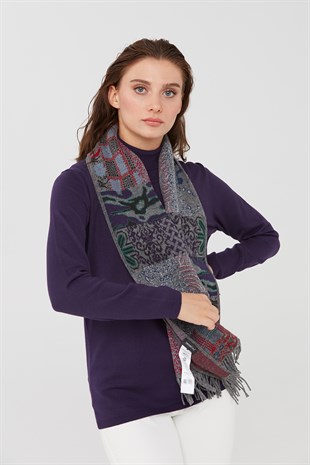 Женский шерстяной шарф серый