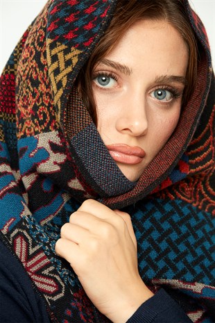 Женский шерстяной шарф черный