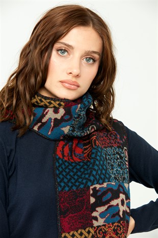 Женский шерстяной шарф черный