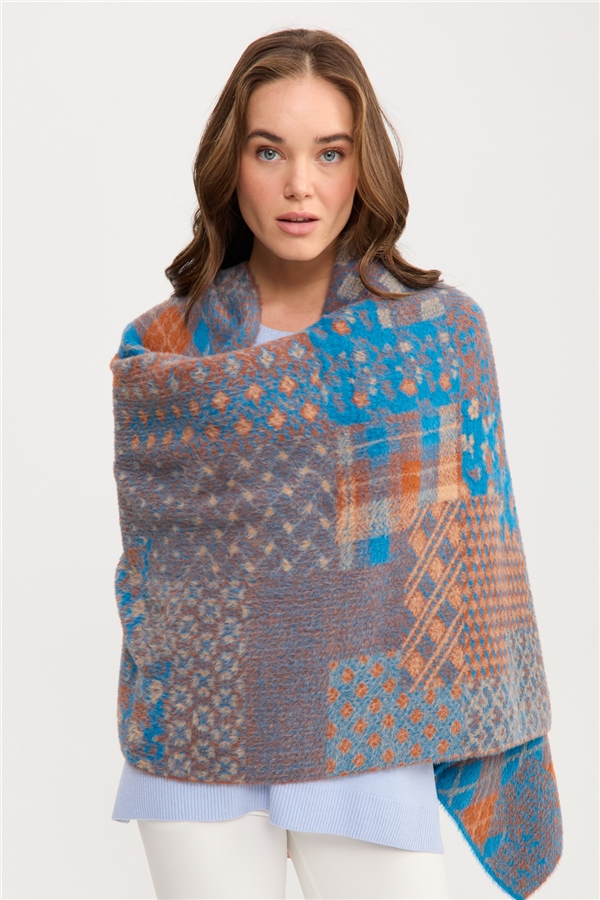 Женский палантин с лоскутным рисунком 21 