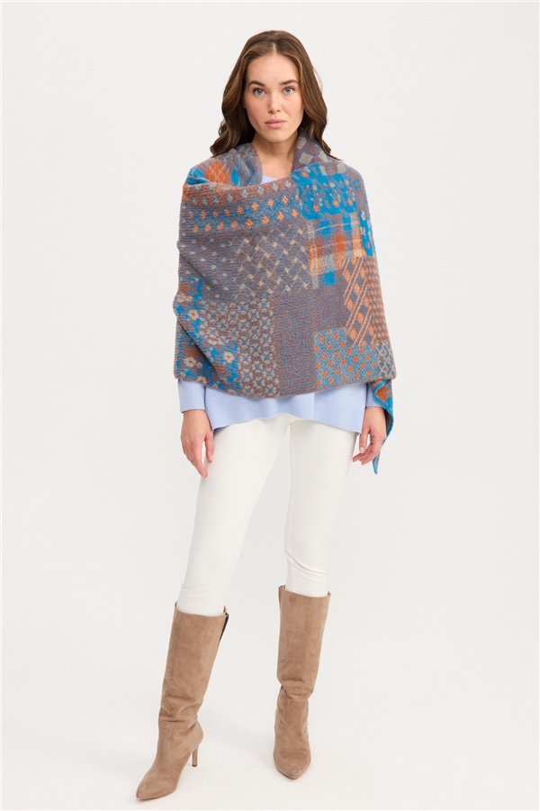 Женский палантин с лоскутным рисунком 21 