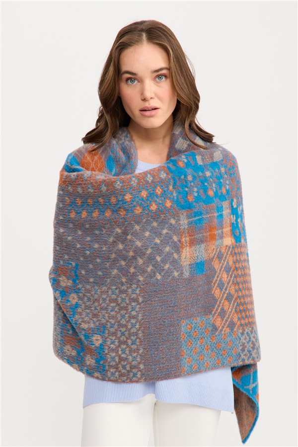 Женский палантин с лоскутным рисунком 21 