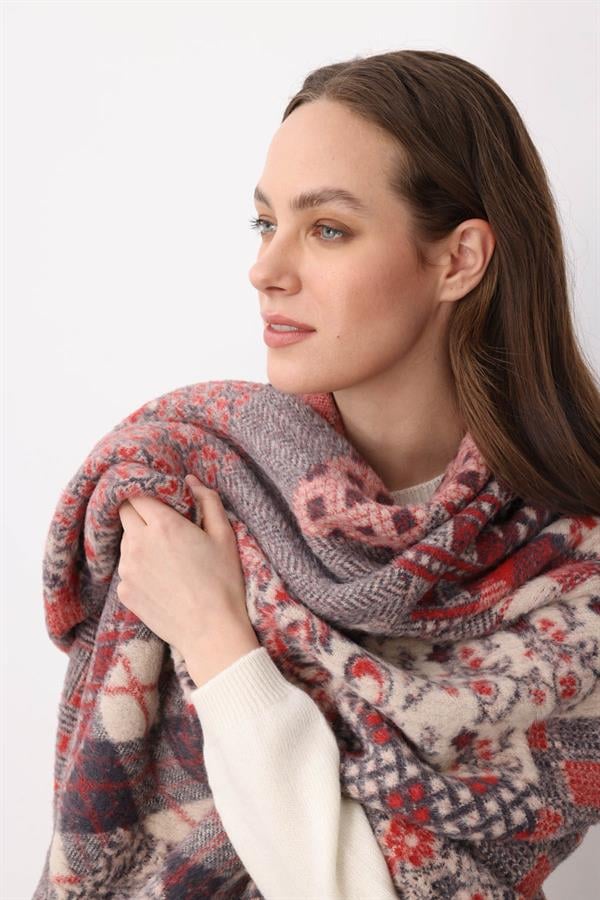 Kadın Kırk Yama Desenli Büyük Şal 3