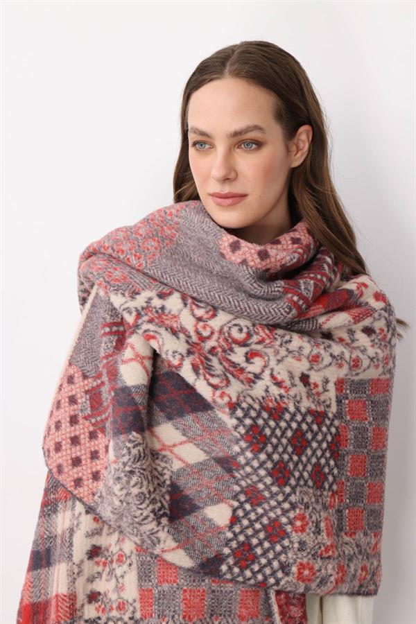 Kadın Kırk Yama Desenli Büyük Şal 3