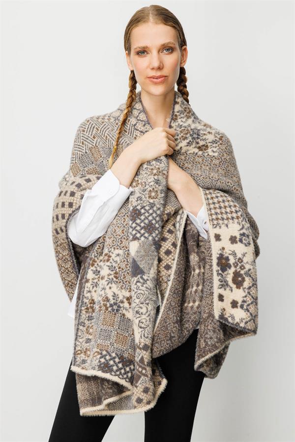 Kadın Kırk Yama Desenli Büyük Şal 12