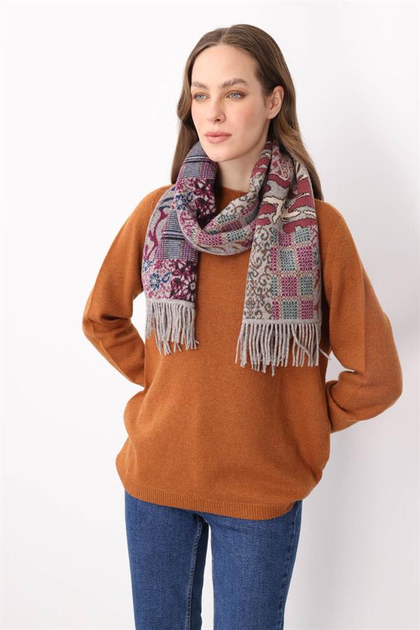 Женский шарф с лоскутным дизайном, светло коричневый 
