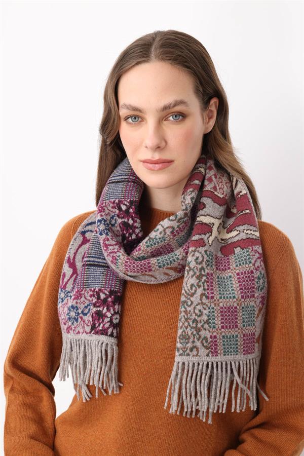 Женский шарф с лоскутным дизайном, светло коричневый 