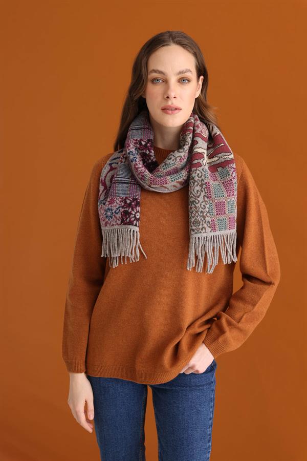 Женский шарф с лоскутным дизайном, светло коричневый 