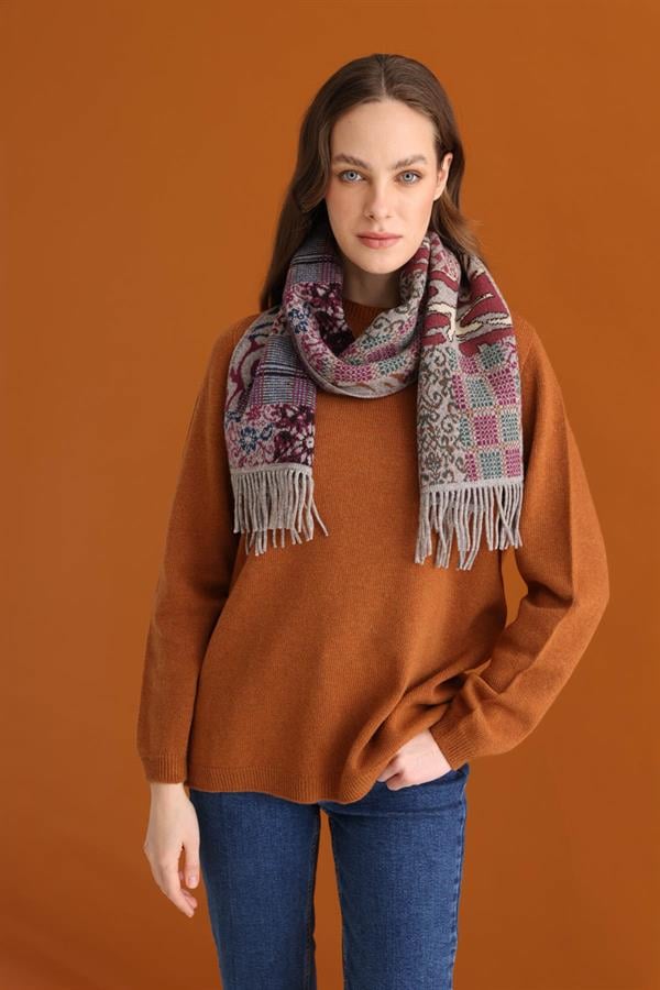 Женский шарф с лоскутным дизайном, светло коричневый 